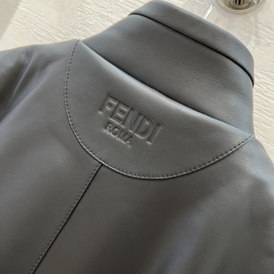 Fendi temperament short jacket leather jacket